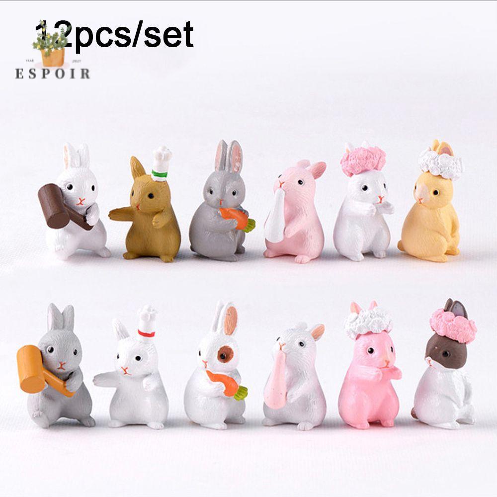 Set 12 Đồ trang trí thỏ hoạt hình mini trang trí tiểu cảnh DIY