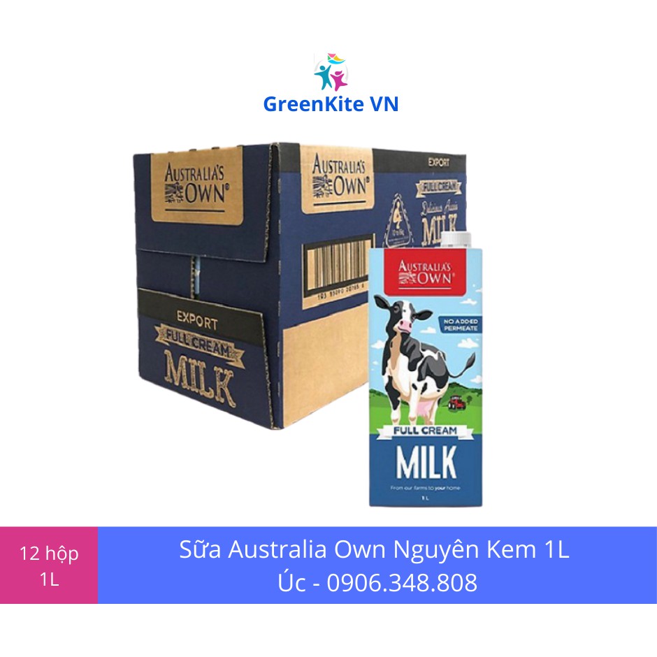 Sữa OWN Sữa Tươi Nguyên Kem AUSTRALIA OWN - Thùng 12 Hộp 1L - Sữa Úc Nhập Khẩu - Date 8.2022