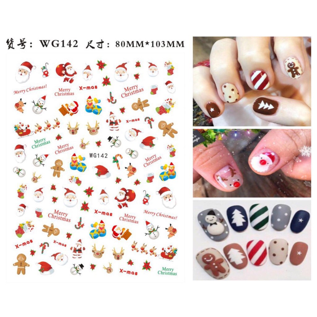 Sticker Giáng Sinh Noel, Bông Tuyết Ông Già Mẫu Mới- Trang Trí Móng Nail Nghệ Thuật Giáng Sinh Năm Mới