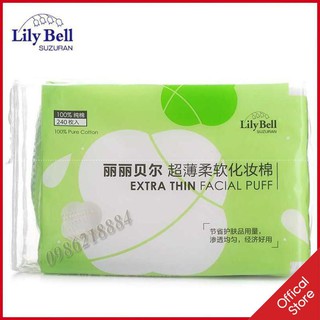 Bông tẩy trang Lily Bell vỏ xanh Extra Thin 240 miếng