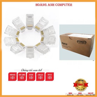Combo 100 đầu bấm dây mạng - hạt mạng xịn giá rẻ amp rj45 ha19