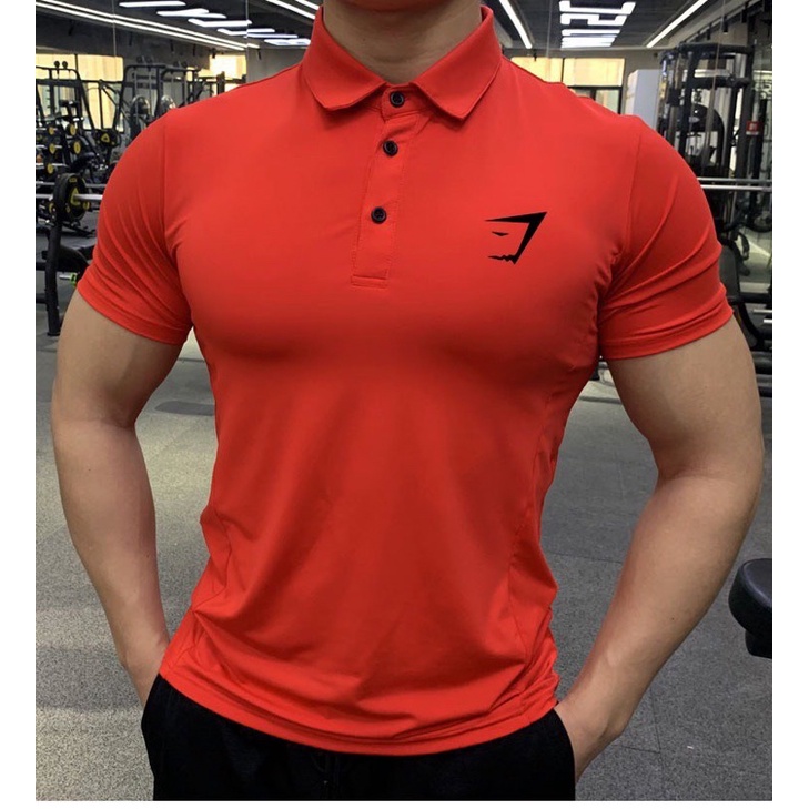 ÁO CÓ CỔ CỘC TAY GYMSHARK NHIỀU MÀU - ÁO THUN CÓ CỔ NGẮN TAY GYMSHARK MỚI CHẤT DA CÁ CO GIẢN TỐT