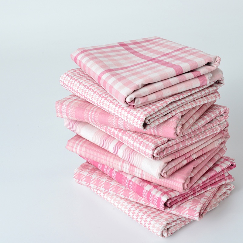 Tấm Vải Cotton 50x145cm Làm Thủ Công Họa Tiết Sọc Caro Hồng Trang Trí Giường Ngủ
