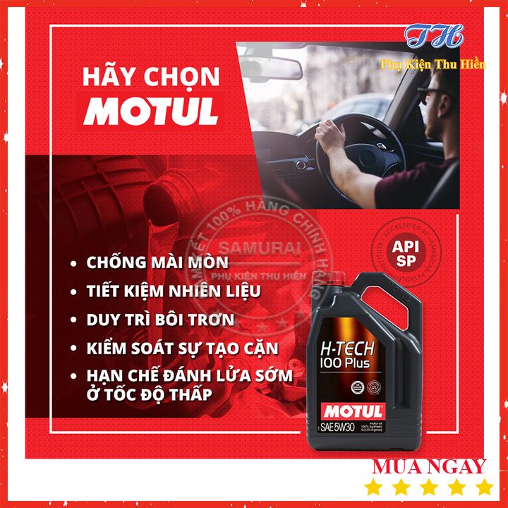 Nhớt Xe Hơi Motul H-Tech 100 Plus 5W30 Bình 4 Lít - Hàng Chính Hãng