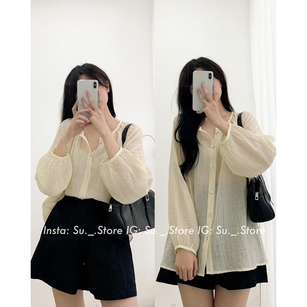 Áo sơ mi đũi mềm cổ tròn tay bo A2357 SUSTORE