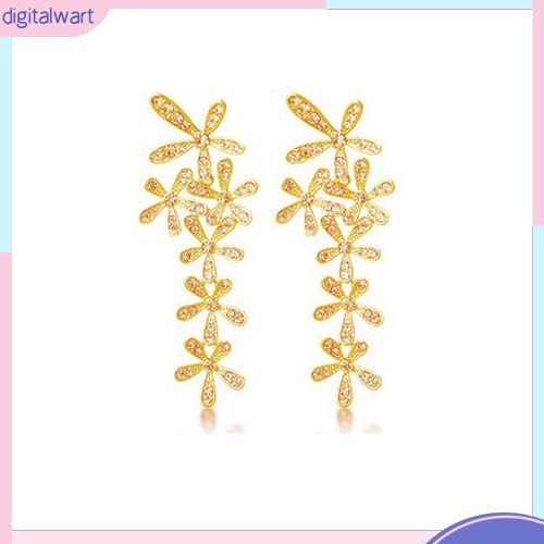 Đôi Khuyên Tai Dài Hình Hoa Tuyết Đính Đá Thời Trang Cho Nữ