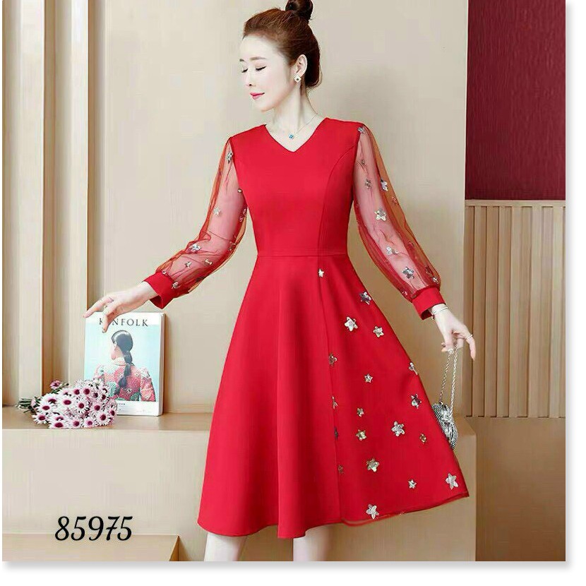 ĐẦM XÒE UMI TAY DÀI PHỐI LƯỚI SAO VÔ CUNG XINH XẮN THỜI TRANG MỚI KME