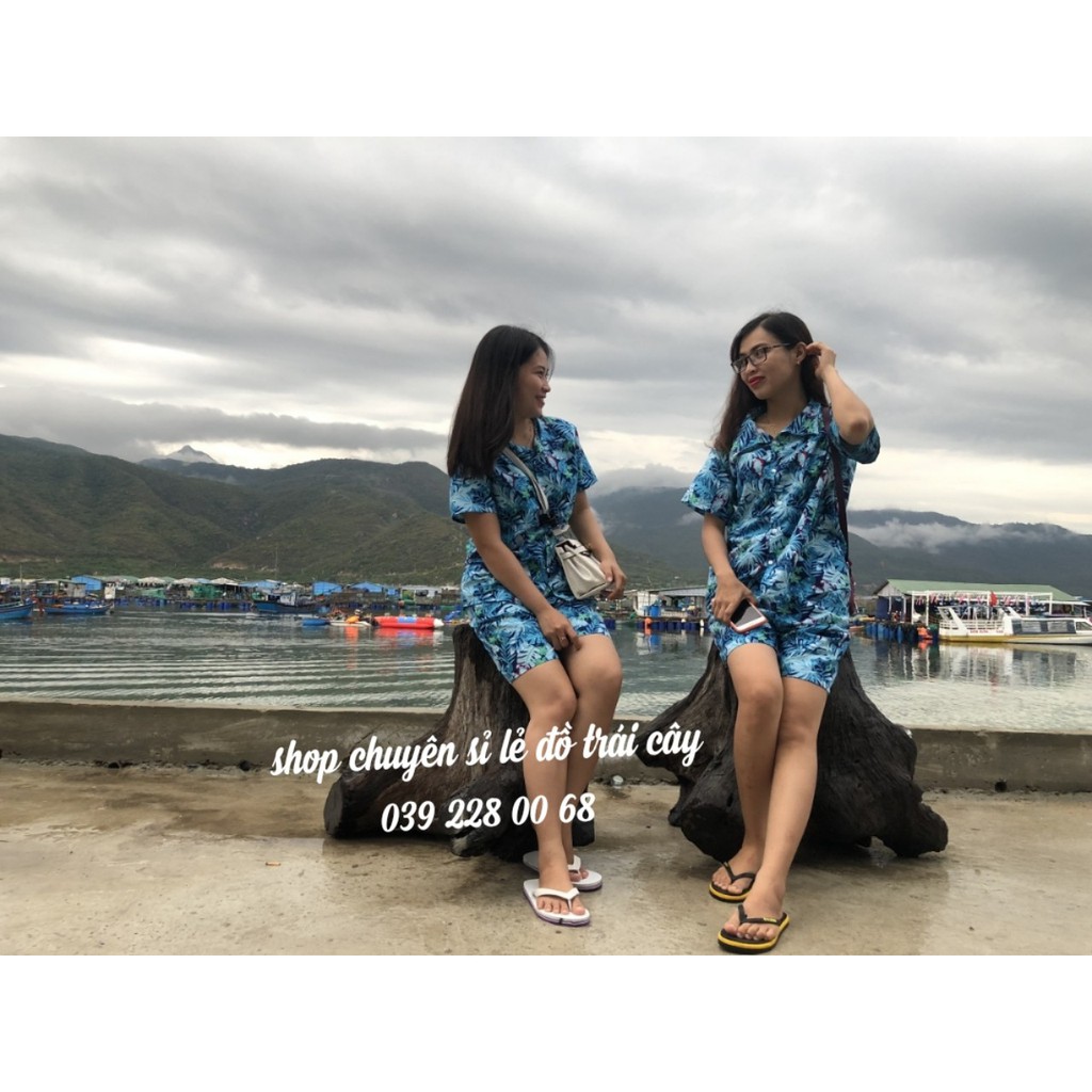 (chất kate thái 1 - kho HCM) bộ xanh vẹt đi biển, team - bộ hoa quả, trái cây big size- chuyên sỉ lẻ - nhuhuyen shop
