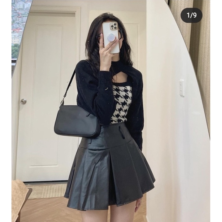 [HÀNG SẴN]SET ÁO LEN PHỐI KẺ ZICZAC CUT OUT LẠ MẮT HÀNG QUẢNG CHÂU | BigBuy360 - bigbuy360.vn