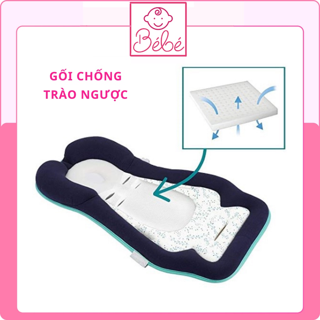 Gối chống trào ngược, chống bẹp đầu bông Polyester cao cấp cho bé