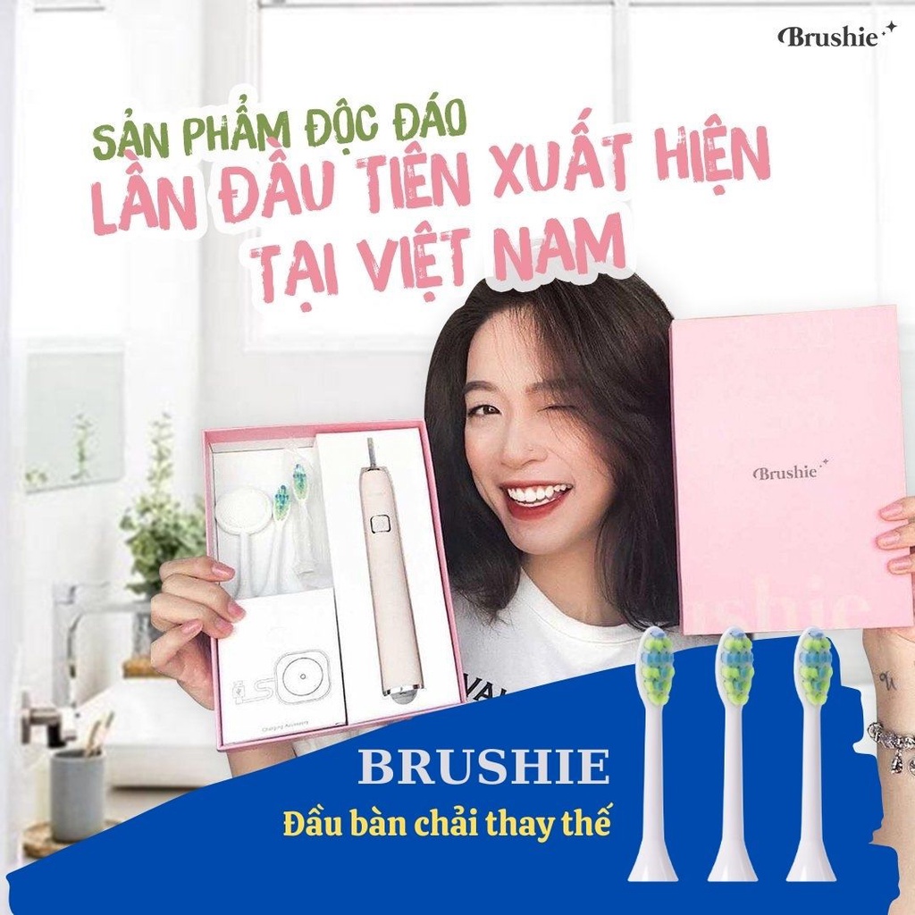 [Chính hãng] Brushie-Đầu bàn chải điện thay thế, dự phòng tương thích với Bàn chải điện tích hợp máy rửa mặt Brushie