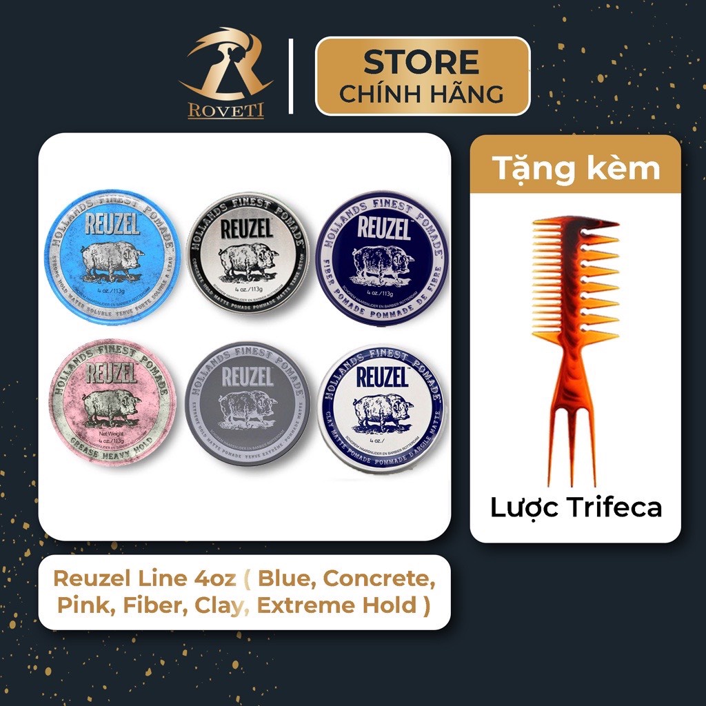 Sáp Vuốt Tóc Reuzel Blue Strong -  Pink Grease Heavy - White Matte Clay - Fiber - Extreme Matte Chính Hãng .