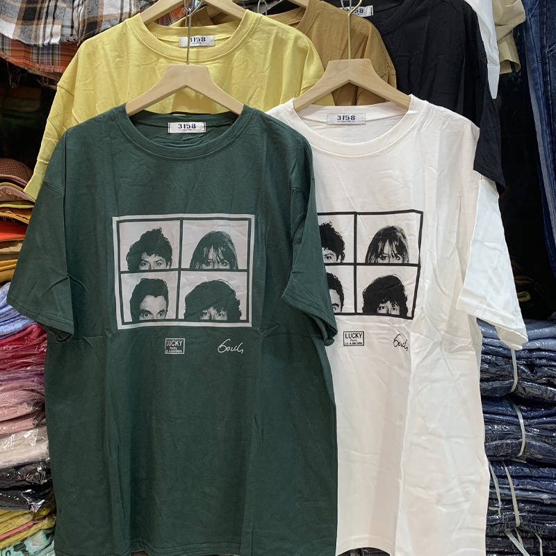 Áo thun nữ tay lỡ form rộng 3158 in hình chất cotton khô hàng Quảng Châu ANDOSA AT15