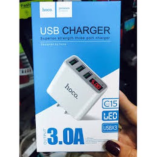 (SIÊU TRỢ GIÁ)Củ sạc nhanh 3 cổng 3.0A Hoco C15-BẢO HÀNH 12 THÁNG