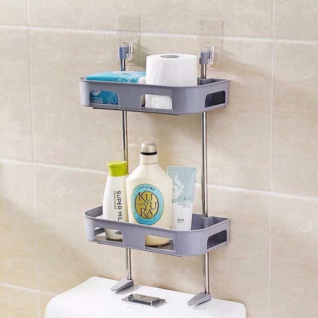 Kệ để đồ 2 tầng nhà tắm, nhà vệ sinh, nhà bếp - Giá để đồ nhà tắm, nhà bếp