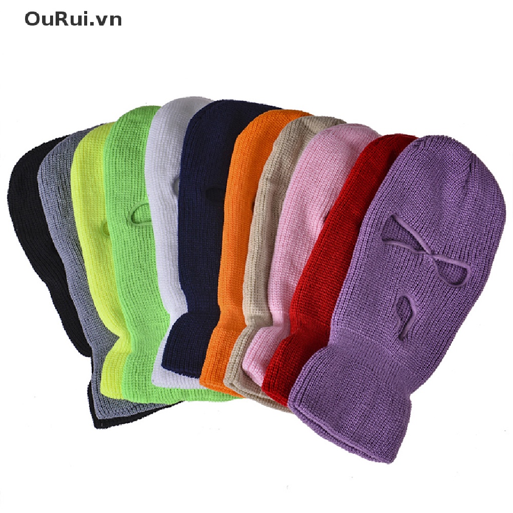 Mũ Trùm Đầu Dệt Kim 3 Lỗ Kèm Khẩu Trang Giữ Ấm