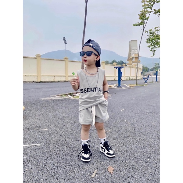 Bộ cộc tay sát nách thể thao bé trai from rộng cá tính