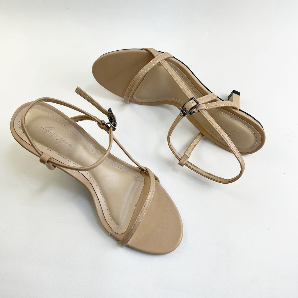 Giày Cao Gót Sandal Đi Học Mặc Áo Dài Váy Nữ Cao 7cm Thời Trang Hishoo Quai Mảnh Cao Cấp  VNXK Ulzzang S009