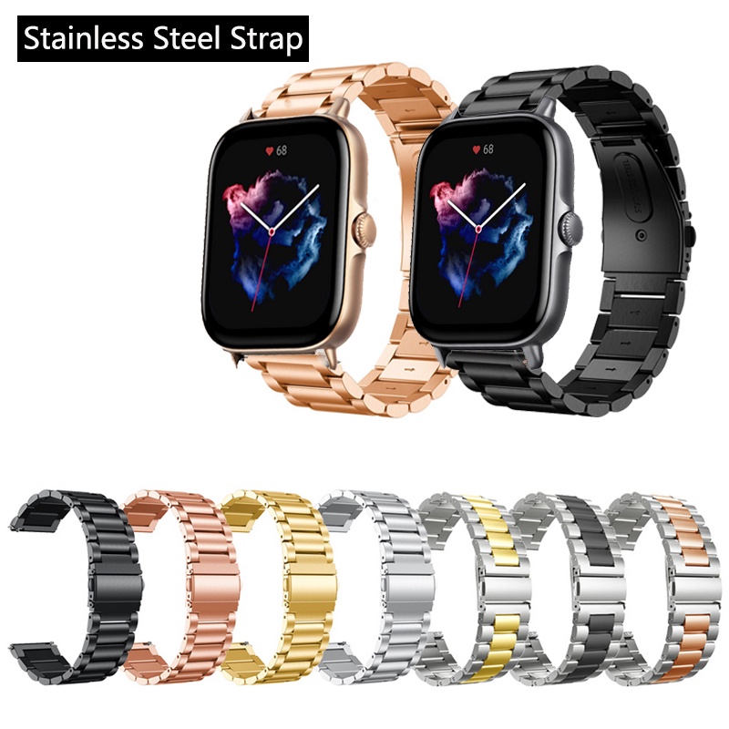 Dây Đeo Inox 20Mm Cho Đồng Hồ Thông Minh Huami Amazfit GTS4 GTS3 GTS 2e GTS2 mini / Bip 3 Pro Lite S U Pop /GTR 42mm