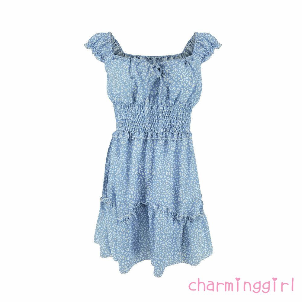 Đầm nữ tay ngắn phong cách boho thời trang quyến rũ