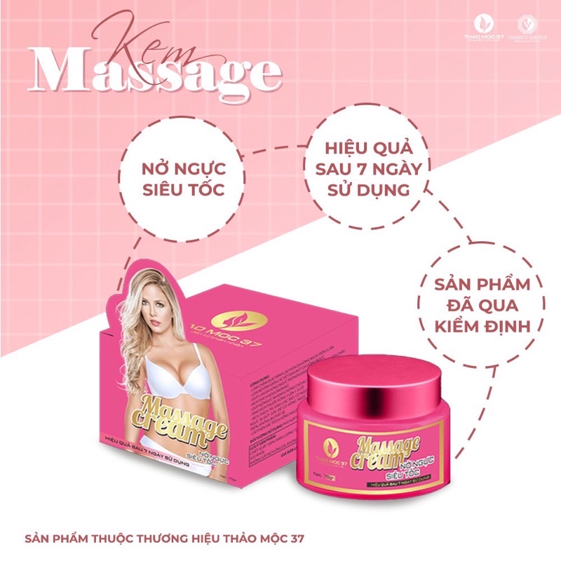 [Chính hãng] Kem Nở Ngực Massage Cream Củ Thảo Mộc 37 - Up size