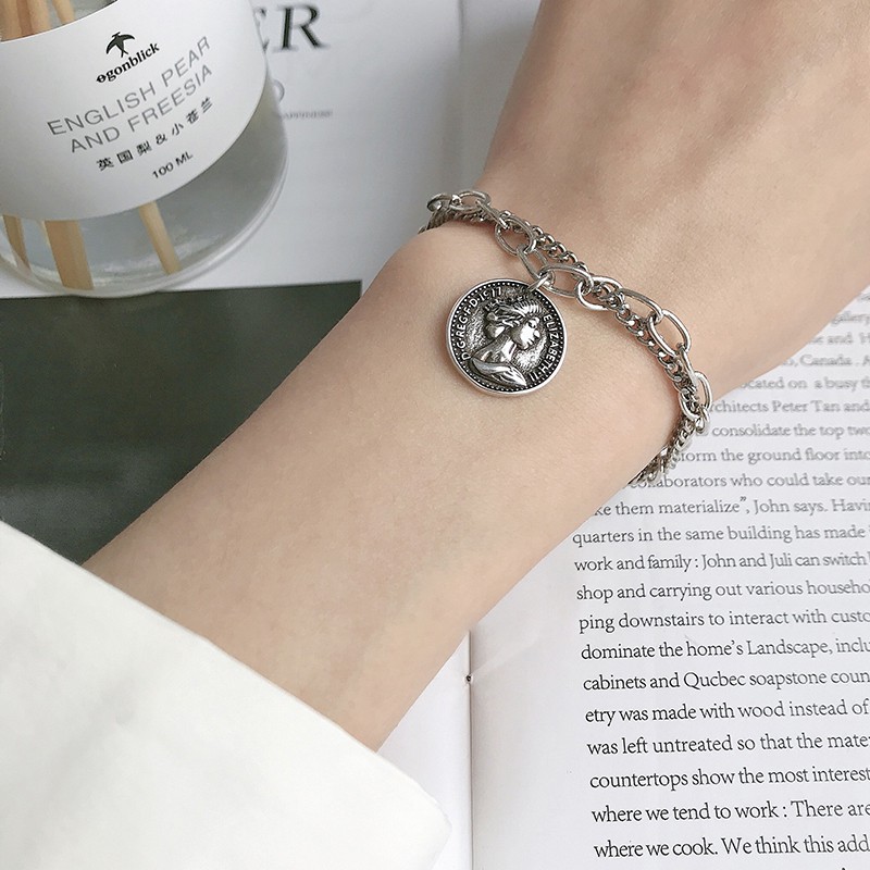 Korean Retro Style Silver Plated Metal Bracelet For Couples | BigBuy360 - bigbuy360.vn