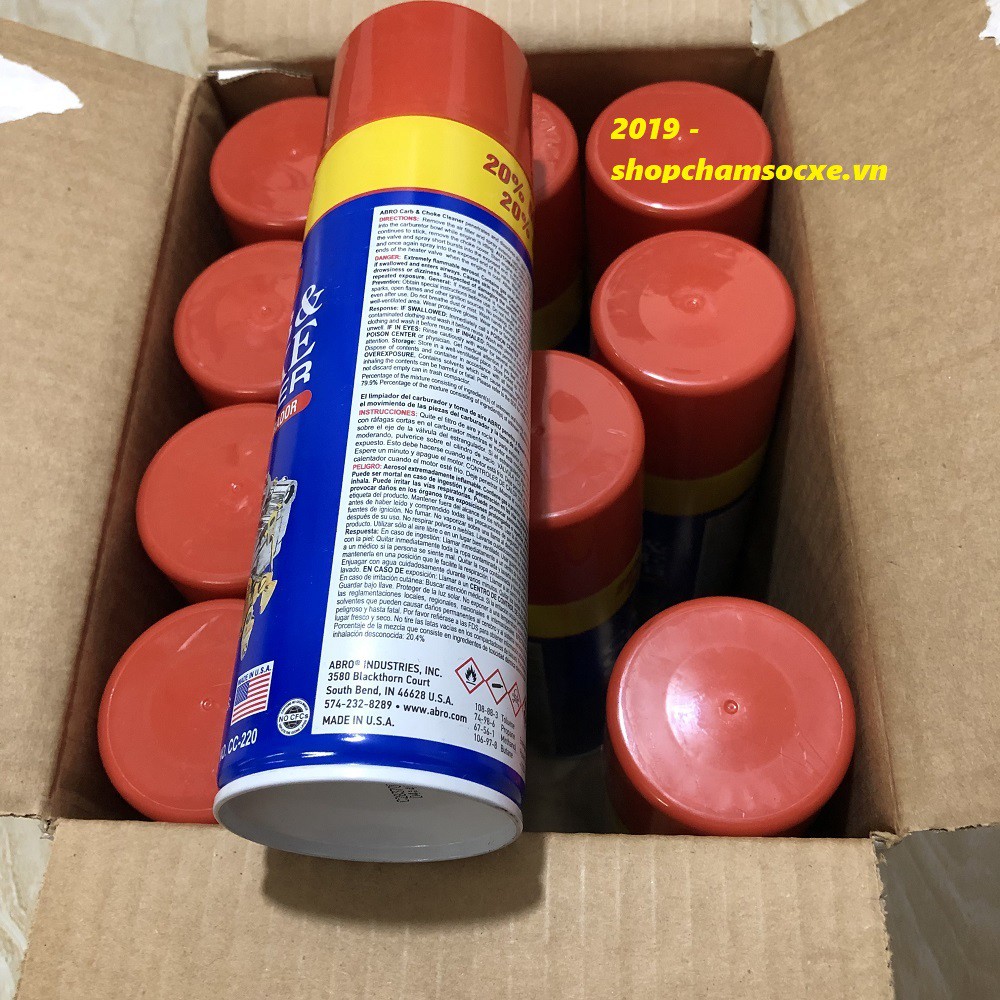 Chai xịt vệ sinh bình xăng con, chế hòa khí Abro 340g
