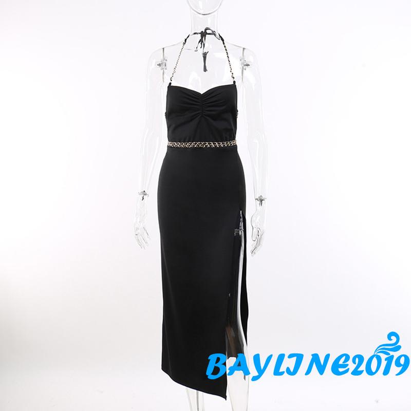 Đầm Dài Không Tay Hở Lưng Đan Dây Chéo Thời Trang Cho Nữ