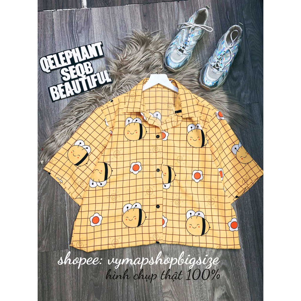 áo sơ mi croptop ulzzang tay lỡ bigsize ( đủ size 50-100kg)