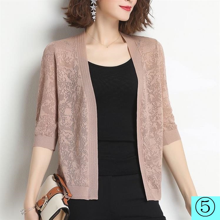 Áo Khoác Cardigan Vải Lụa Lạnh Dệt Kim Mỏng Thời Trang Mùa Hè Dành Cho Phụ Nữ Trung Niên 2022
