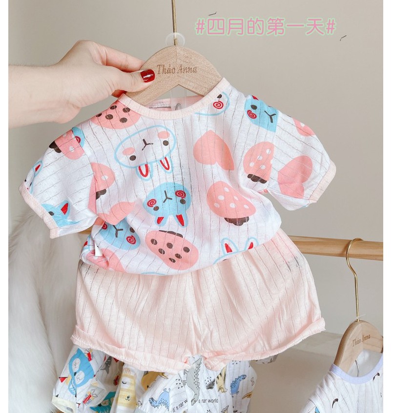 Bộ quần áo cotton giấy cho bé sơ sinh 3-13kg, cài cúc vai thiết kế mới đẹp mắt và đáng yêu - BO75