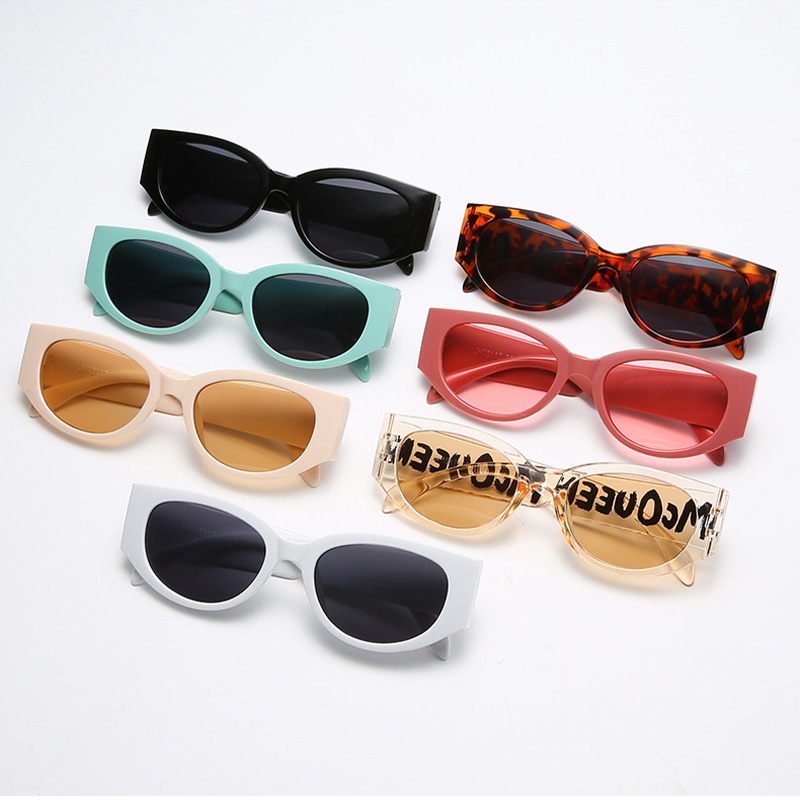 Kính Mát Gọng Oval Chống Tia UV In Chữ Thời Trang Retro