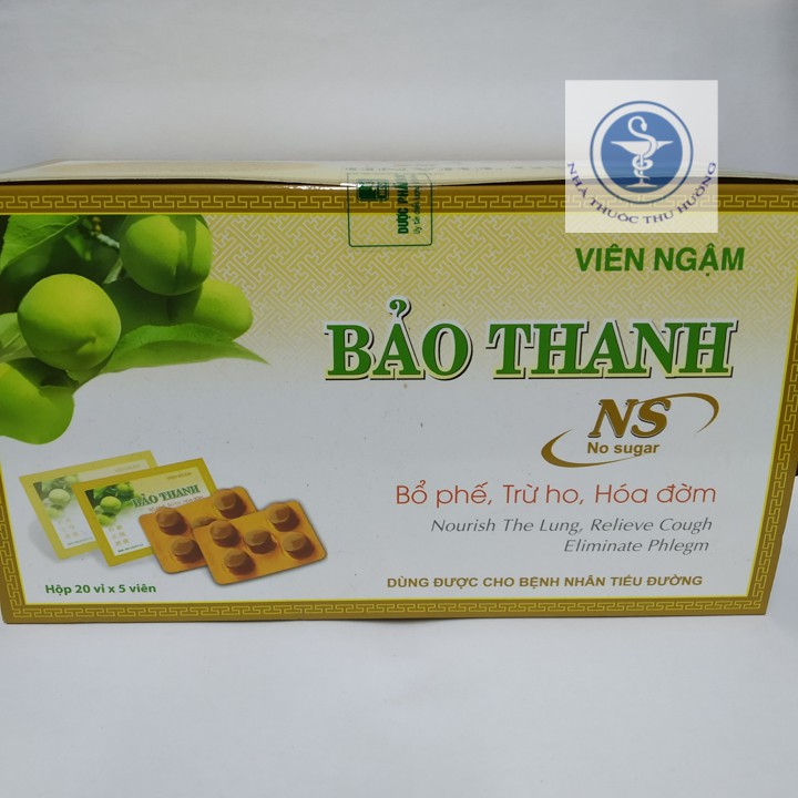 Viên Ngậm BẢO THANH NS - Không Đường Hộp 20 Vỉ X 5 Viên