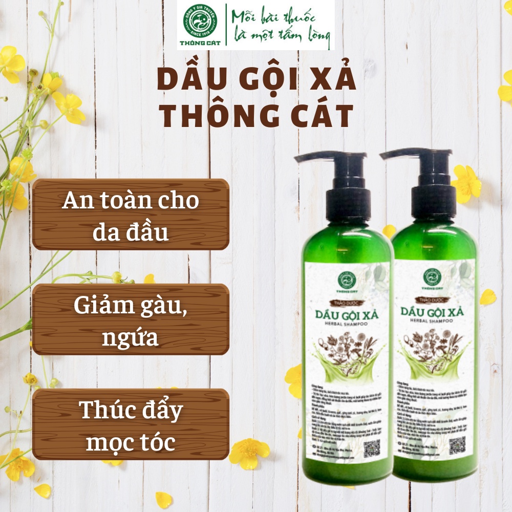 Dầu gội thảo mộc Đông y gia truyền Thông Cát 1918_chiết xuất hà thủ ô và tinh dầu bưởi_chắc khỏe tóc, giảm rụng, nấm