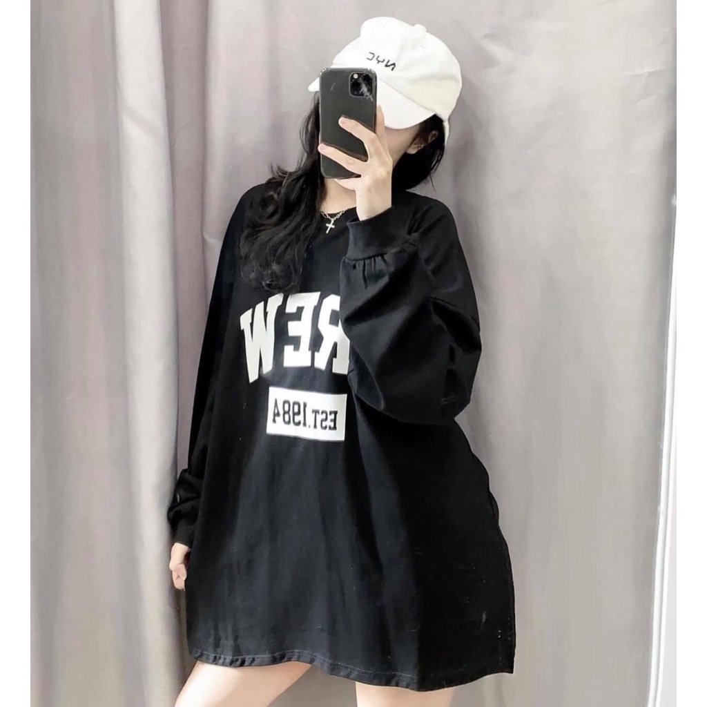 Áo thun nữ cổ tròn tay dài CREW 1984 form rộng unisex - Lyza Store | BigBuy360 - bigbuy360.vn