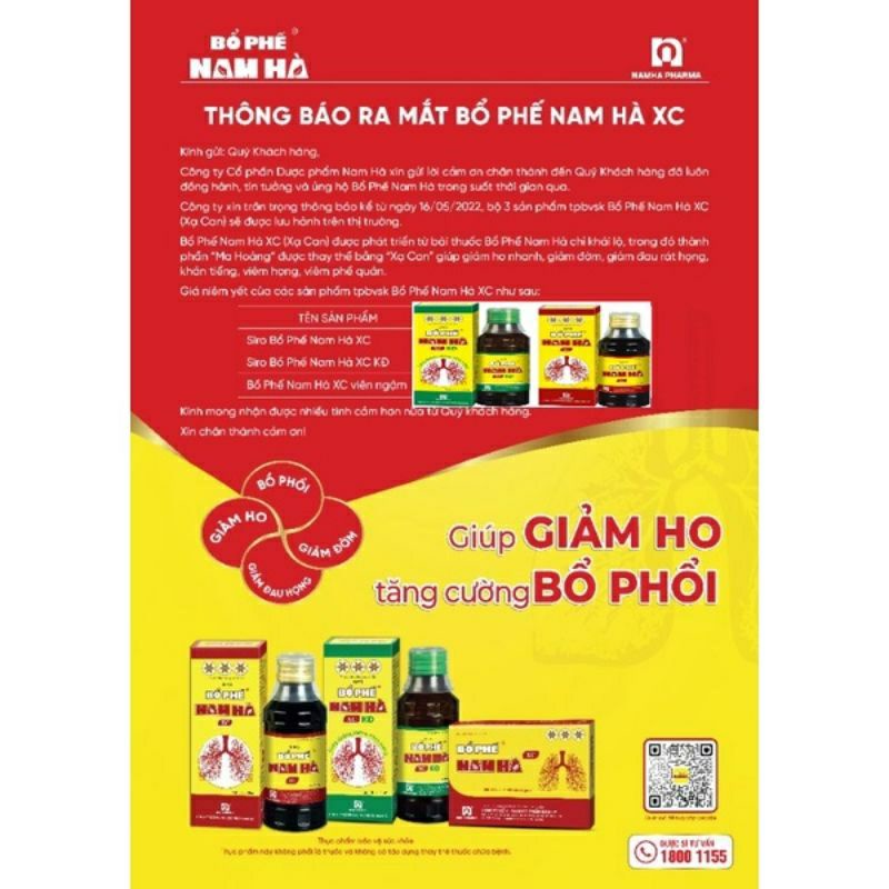 Bổ phế Nam Hà_ bổ phế, giảm ho, giảm đờm, giảm đau họng, khản tiếng
