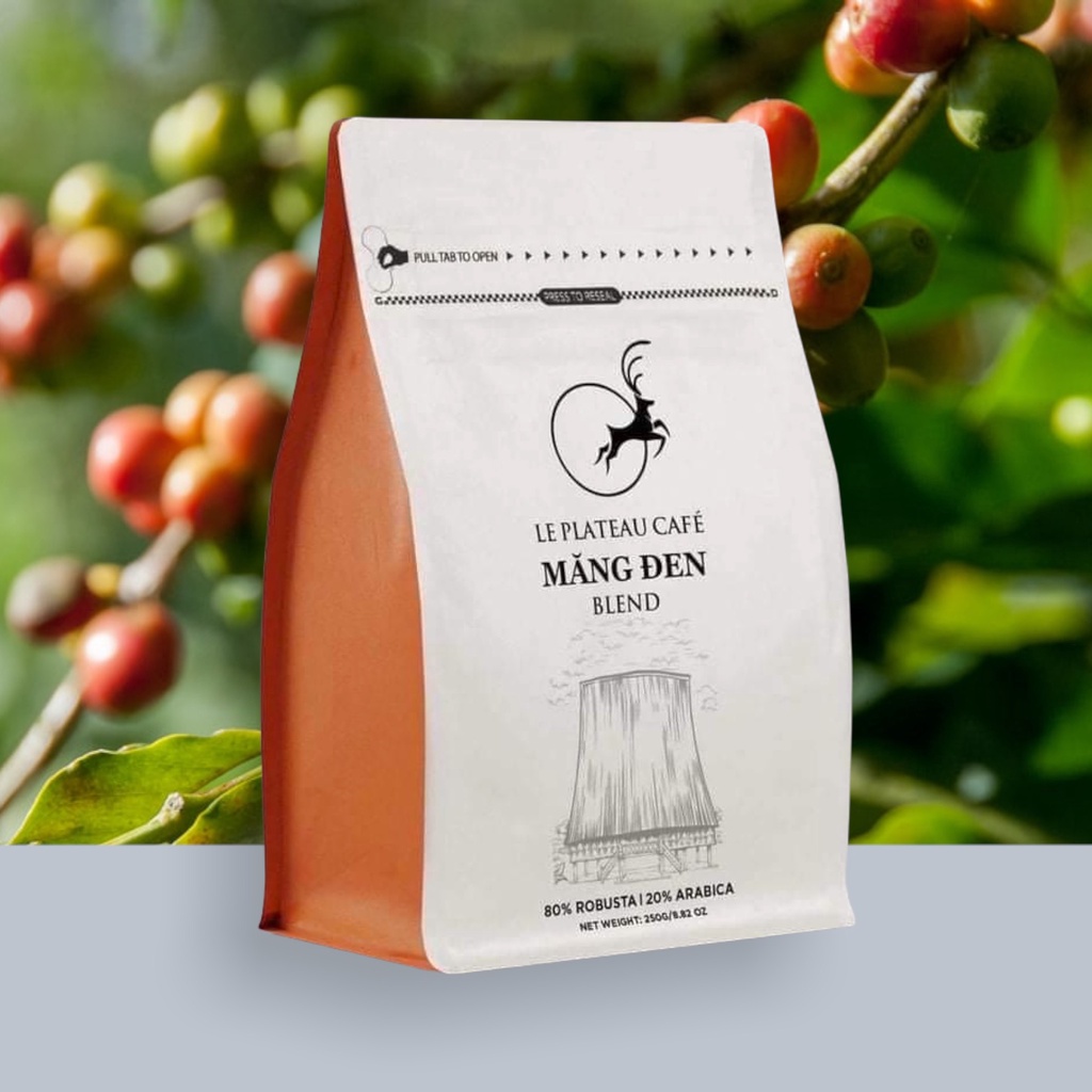 Cà phê Măng Đen Blend Le Plateau phối trộn của 80% Robusta và 20% Arabica hữu cơ