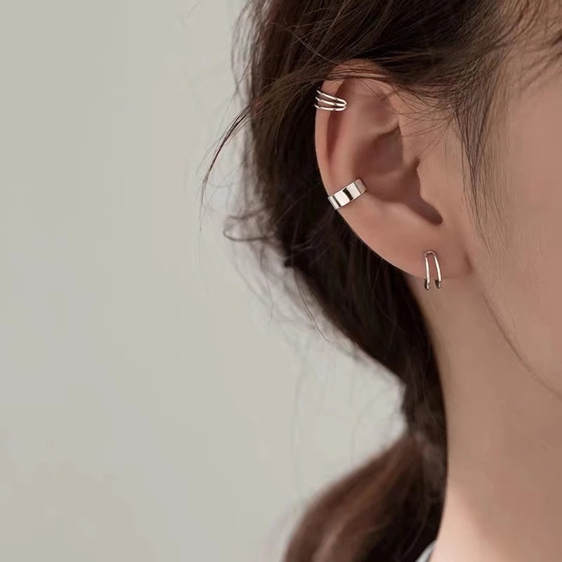 Set 2 khuyên kẹp tai thiết kế đơn giản thời trang cá tính cho nữ