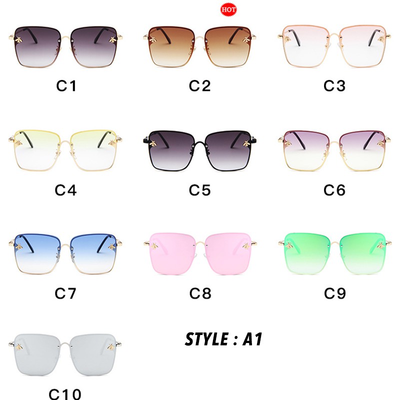 Kính mát vuông không gọng chống tia UV400 cho nữ