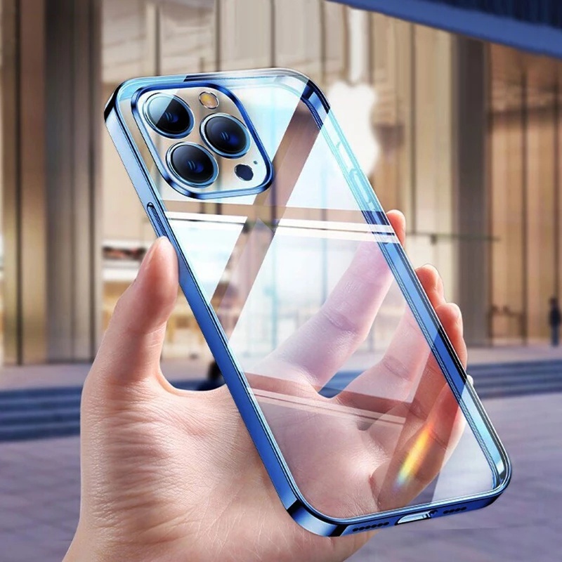 Ốp for iphone 14 Pro Max - ôp Lưng Trong Dẻo Viền Vuông Mạ Màu dành cho for Ip 8plus/7plus/X/Xs Max/11/1