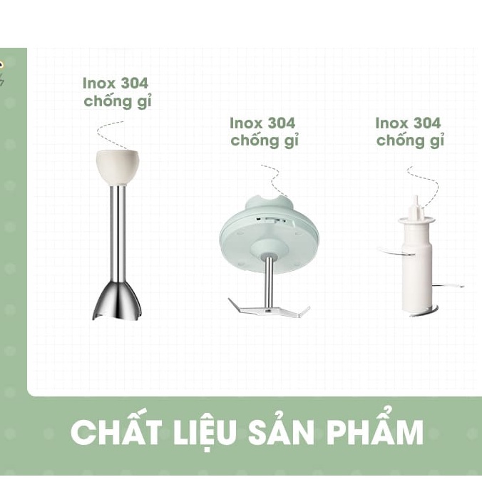 Bộ Máy Xay Bear-JBQ-B50E1 Đa Năng Xay Ăn Dặm, Xay Cháo, Xay tỏi ớt, Đánh Trứng Cầm Tay Tiện Lợi ,BH 18 tháng