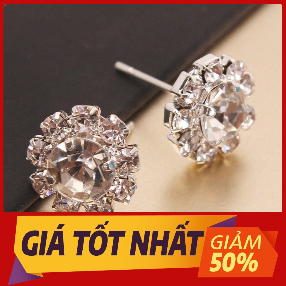Khuyên tai hoa hướng dương đính đá Zircon phong cách Hàn Quốc