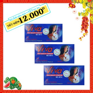 Combo 3 Hộp Bao cao su Viva Hương Dâu 12BCS - Bao Cao Su Giá Rẻ, An Toàn, Chất Lượng