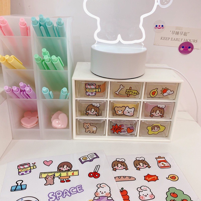 Sticker hoạt hình đáng yêu phong cách Hàn Quốc không thấm nước dùng niêm phong, trang trí điện thoại, sổ tay...