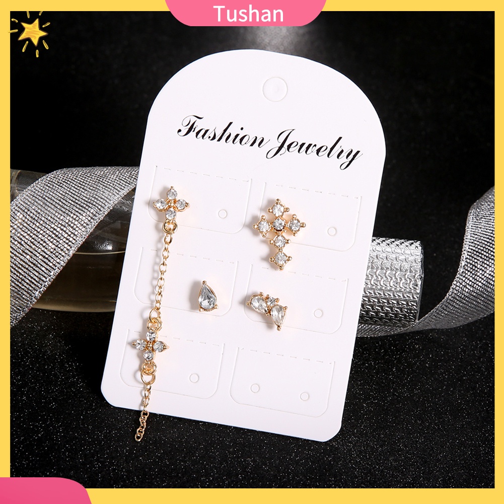 Set 4 khuyên tai đính đá thời trang cho nữ