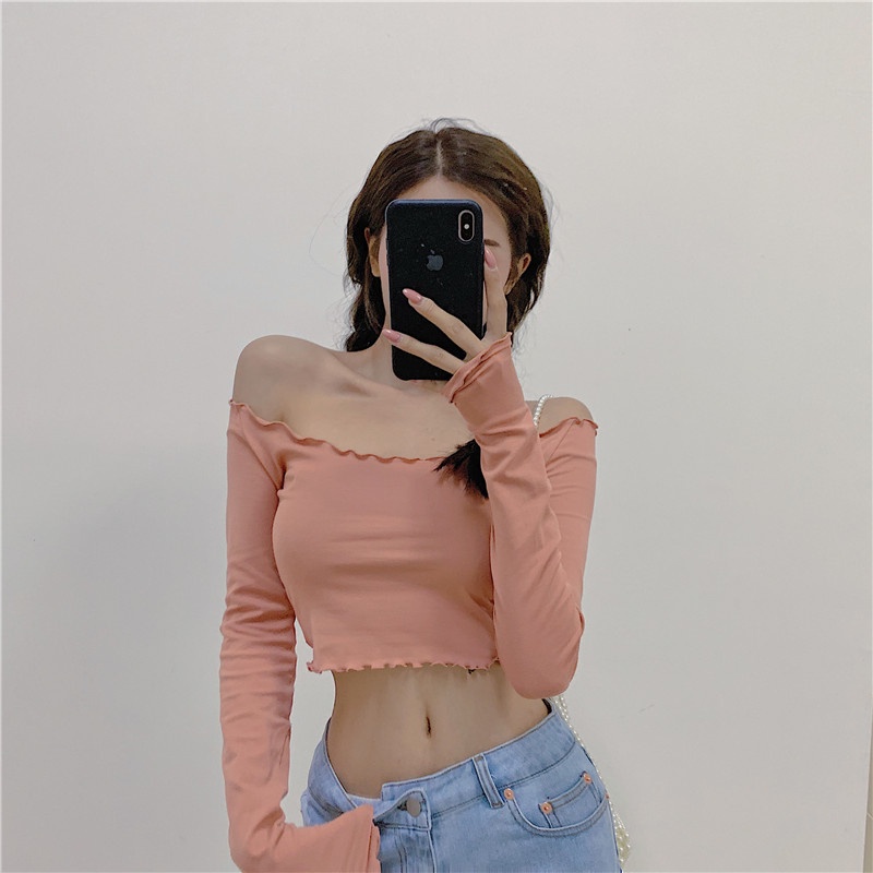 Áo Thun Trễ Vai Dáng Ôm Thiết Kế Đơn Giản Hợp Thời Trang