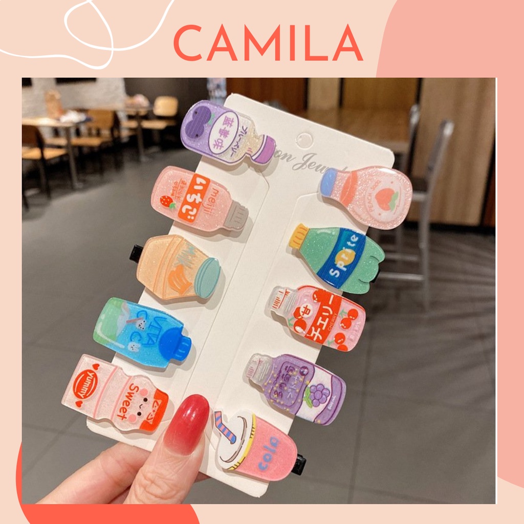 Kẹp tóc mái cute hình chai nước, kẹp tóc Hàn Quốc CAMILA D06