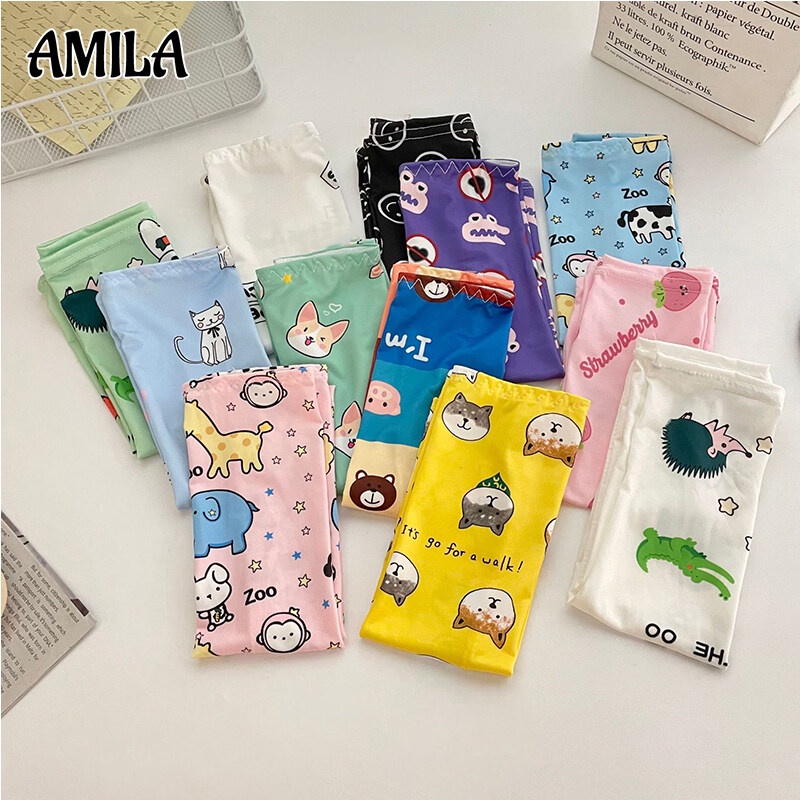 Găng tay chống nắng AMILA bằng lụa lạnh in họa tiết hoạt hình phong cách Hàn Quốc cho bé