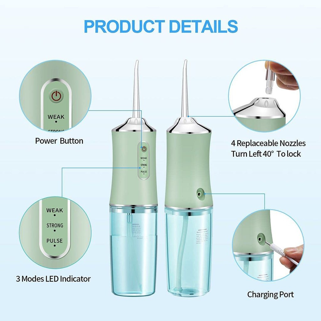 Máy Tăm Nước Cầm Tay Oral Irrigator - Tăm Nước Vệ Sinh Răng Miệng Cực Sạch Chống Thấm Nước