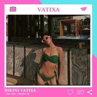 Đồ bơi nữ bikini xoắn ngực xanh rêu VATIXA BKN90